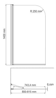 Шторка на ванну Wasserkraft Leine 80x140см 35P01-80WHITE Fixed белый